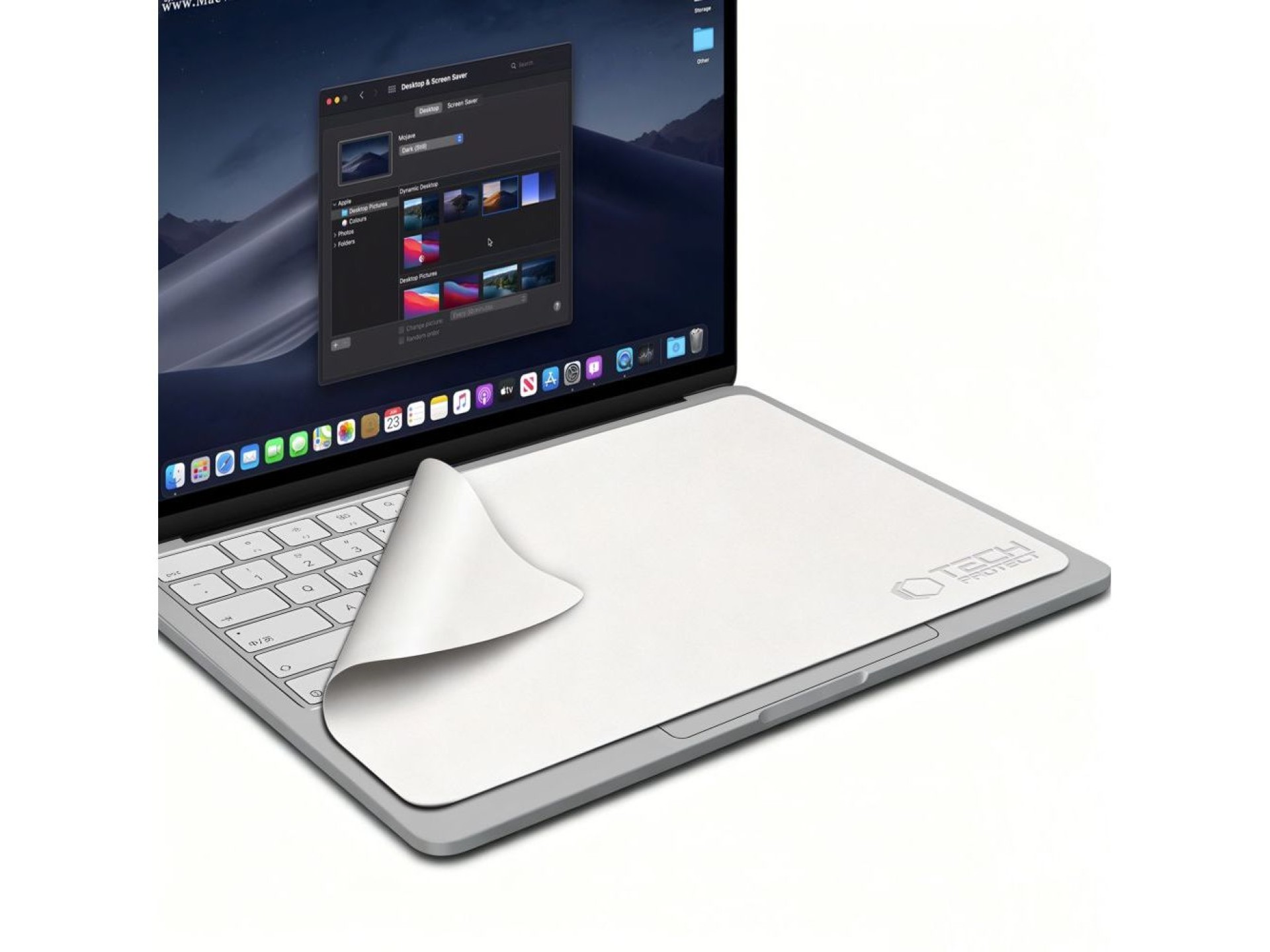 Pano de polimento Tech-Protect em microfibra para tela de laptop de 15 a 16 polegadas - Cinza