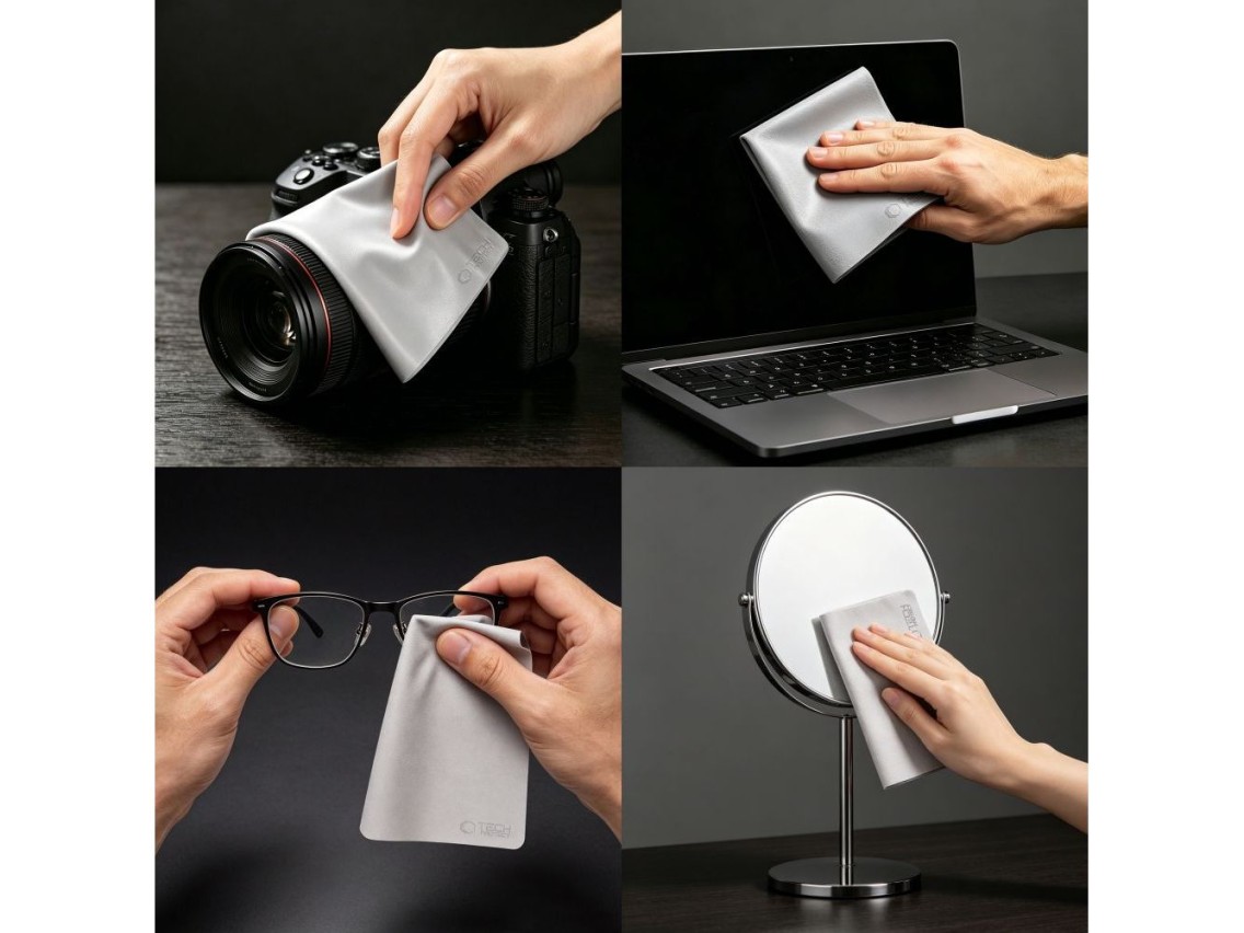 Pano de polimento Tech-Protect em microfibra para tela de laptop de 15 a 16 polegadas - Cinza