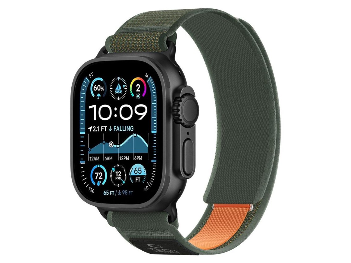 Pulseira Tech-Protect Nylon Elite para Apple Watch 44/45/46/49 mm - Verde/Laranja