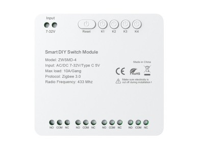 4-channel ZigBee switch module with voltage-free DC 32V contact Avatto ZWSMMD-4-32V
