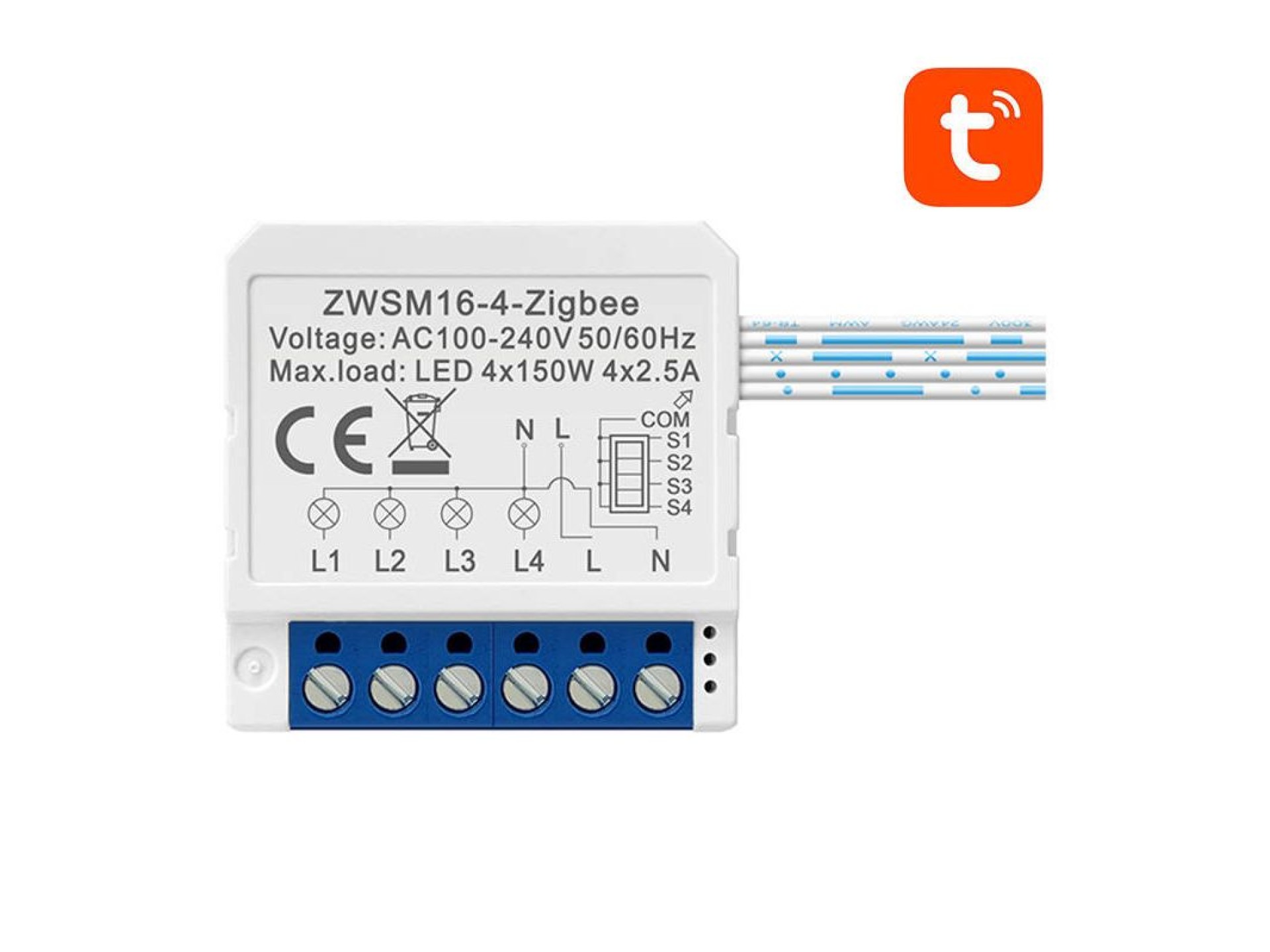 Smart Switch Module ZigBee Avatto ZWSM16-W4 TUYA