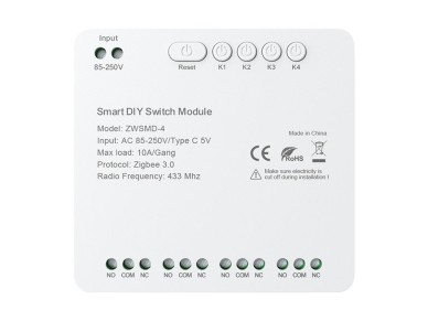 ZigBee 4-channel switch module with voltage-free DC 32V contact Avatto ZWSMMD-4-250V ZigBee 4-channel switch module with voltage-free DC 32V contact Avatto ZWSMMD-4-250V