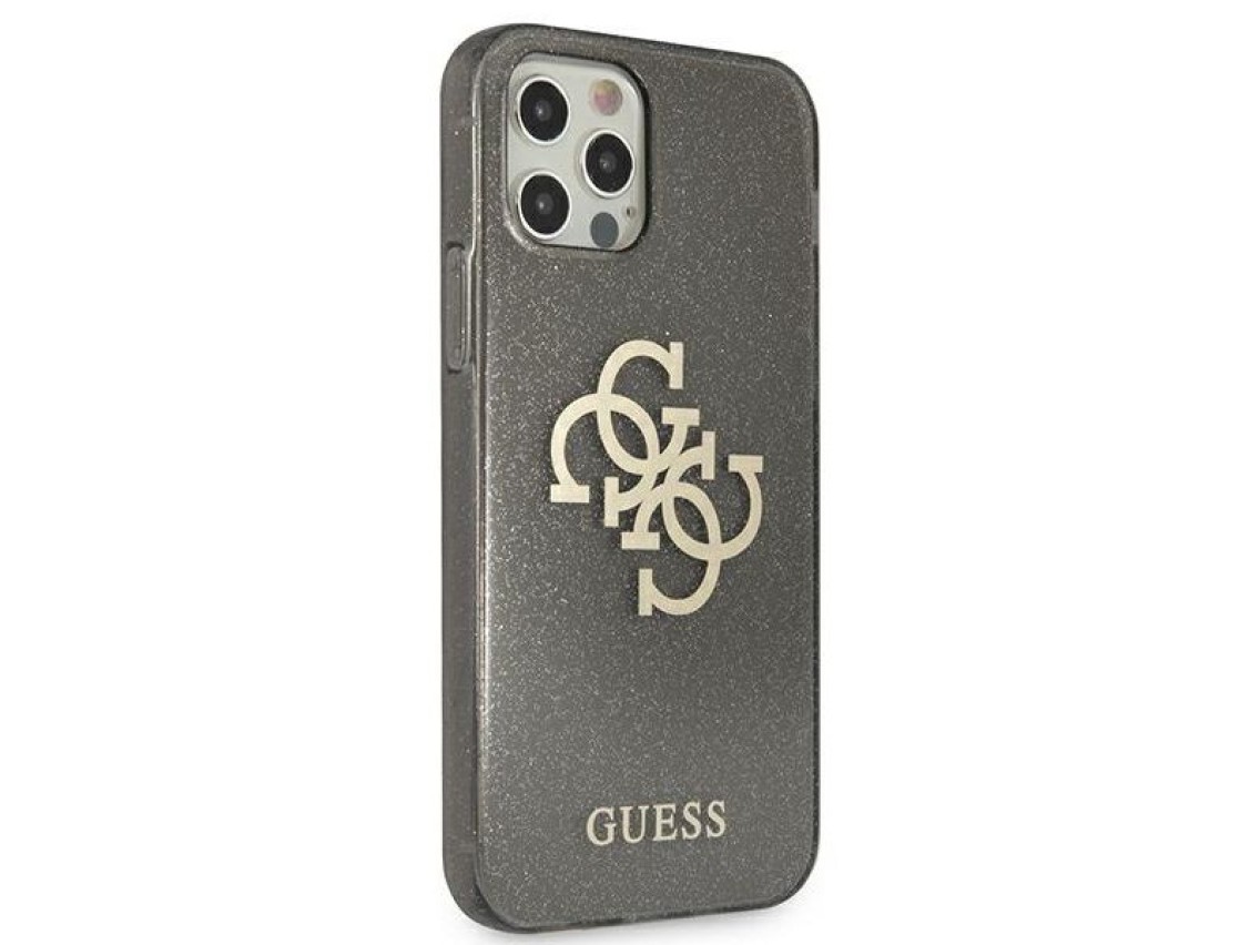 Guess GUHCP12LPCUGL4GBK iPhone 12 Pro Max 6.7" black/black hard case Glitter 4G Big Logo