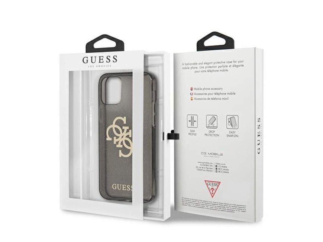 Guess GUHCP12LPCUGL4GBK iPhone 12 Pro Max 6.7" black/black hard case Glitter 4G Big Logo