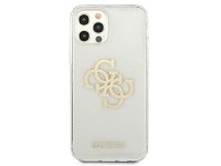 Capa rígida transparente Guess GUHCP12LPCUGL4GTR para iPhone 12 Pro Max de 6,7" com glitter e logoti Capa rígida transparente Guess GUHCP12LPCUGL4GTR para iPhone 12 Pro Max de 6,7" com glitter e logoti