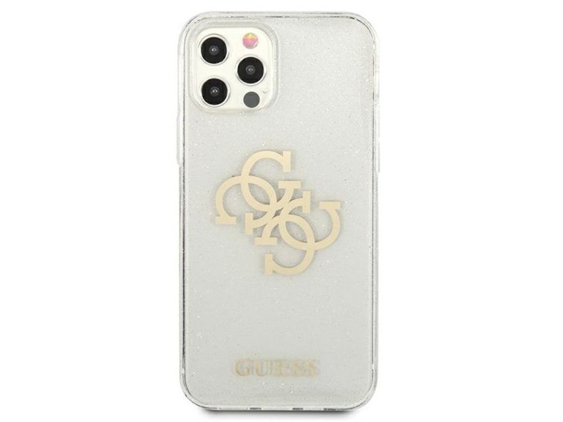 Capa rígida transparente Guess GUHCP12LPCUGL4GTR para iPhone 12 Pro Max de 6,7" com glitter e logoti