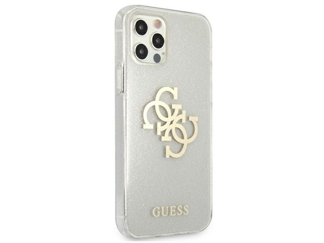 Capa rígida transparente Guess GUHCP12LPCUGL4GTR para iPhone 12 Pro Max de 6,7" com glitter e logoti
