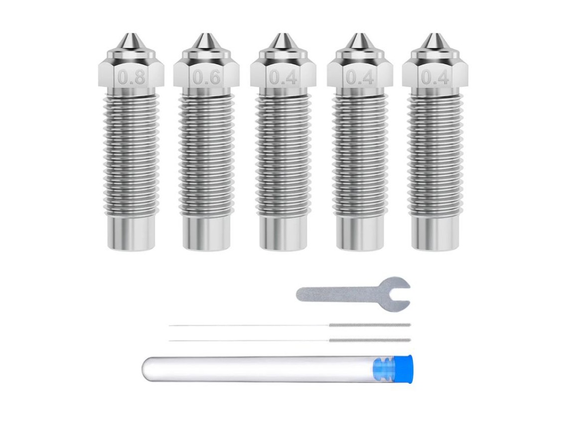 Conjunto de bicos de aço endurecido ELEGOO Neptune 4 Plus / 4 Max (0,4 mm x3, 0,6 mm x1, 0,8 mm x1)