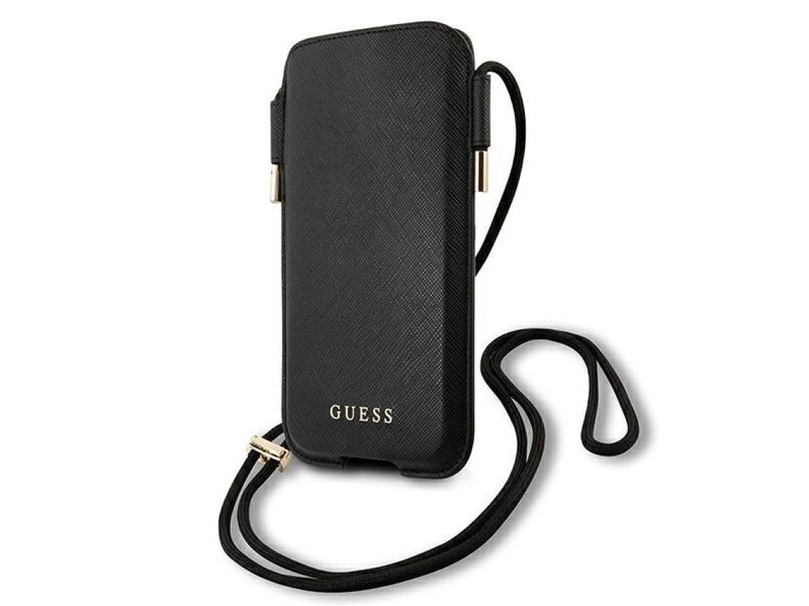 Bolsa Guess GUHCP12MSAPSBK 6.1" preta/preta Saffiano