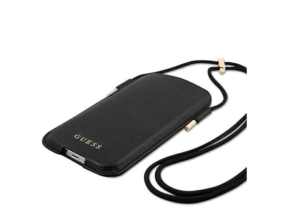 Bolsa Guess GUHCP12MSAPSBK 6.1" preta/preta Saffiano