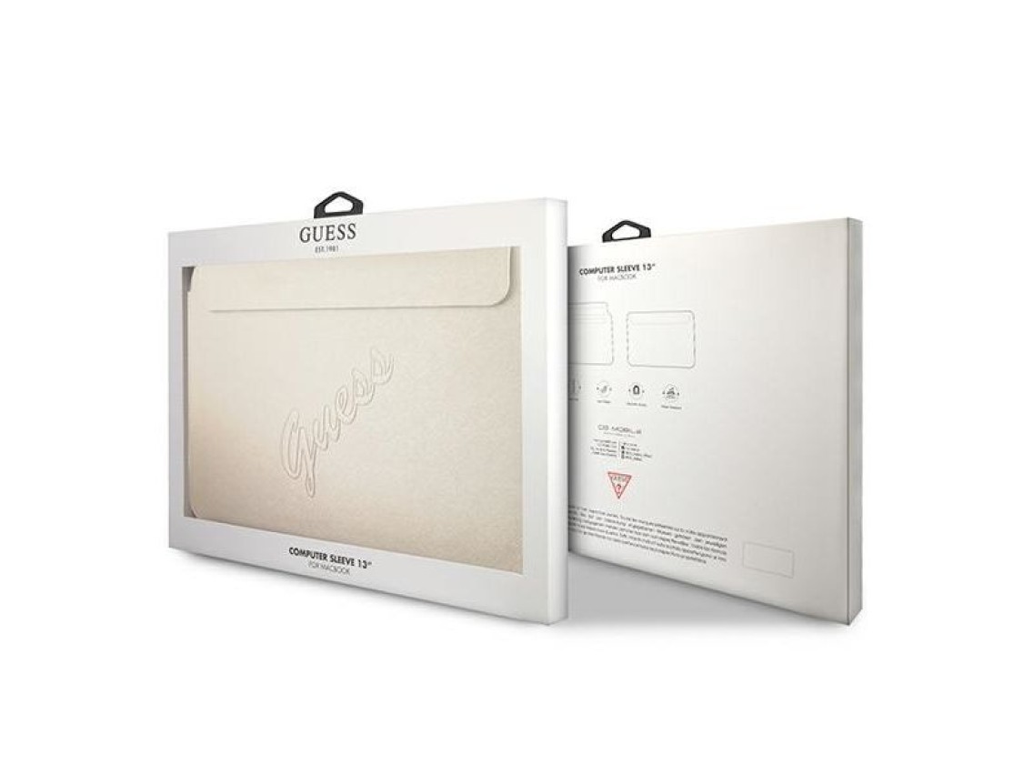 Funda Guess Saffiano Script para portátil de 13" - color dorado