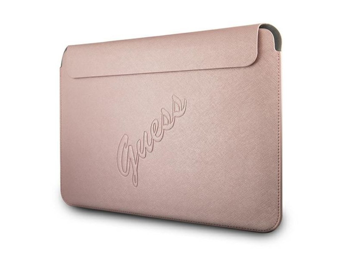 Funda Guess Saffiano Script para portátil de 13" - rosa