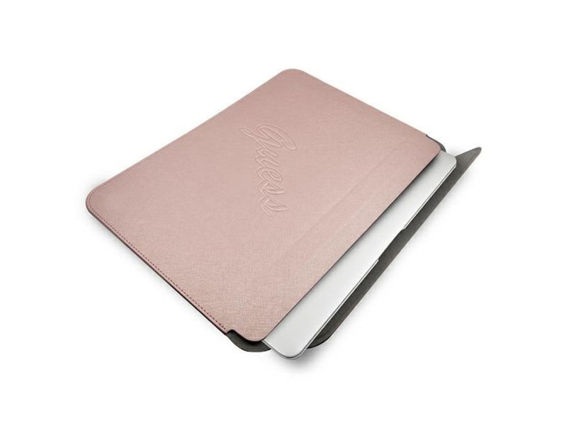 Funda Guess Saffiano Script para portátil de 13" - rosa