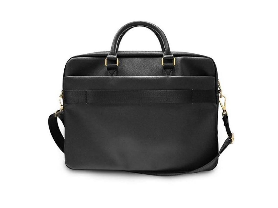 Bolsa Guess Saffiano Script para laptop de 16" - preta