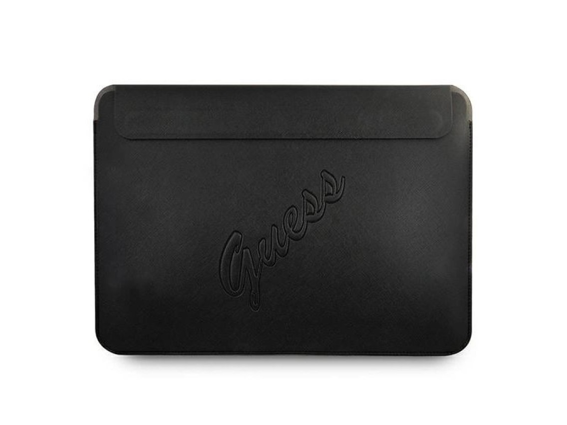 Capa Guess Saffiano Script para laptop de 13" - preta