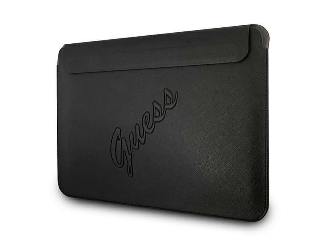 Capa Guess Saffiano Script para laptop de 13" - preta