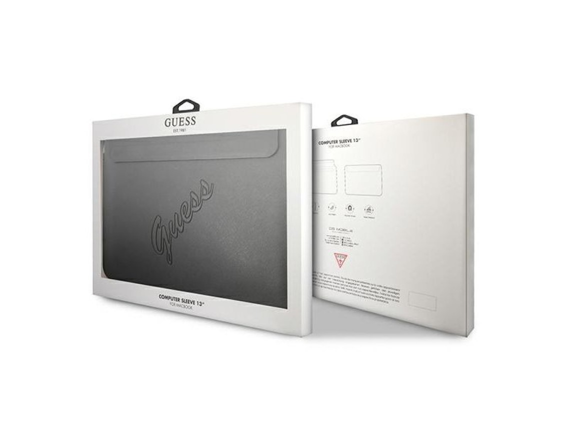 Capa Guess Saffiano Script para laptop de 13" - preta