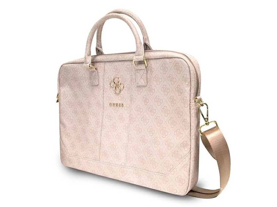 Mochila Guess 4G com logo grande para laptop de 16 polegadas - rosa