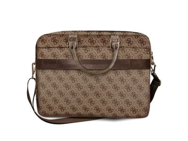 Mochila Guess 4G com logo grande para laptop de 16 polegadas - marrom