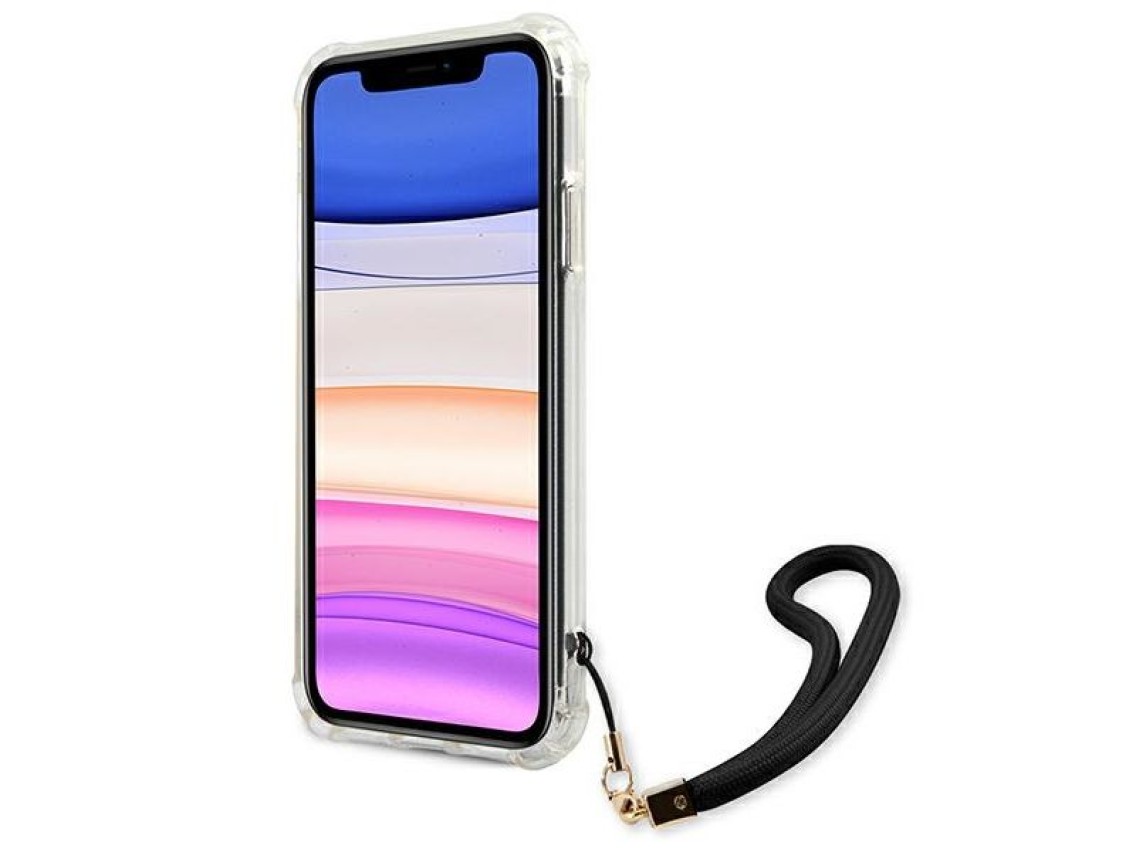 Capa rígida preta/preta Guess GUHCN61KSARBK para iPhone 11 6.1" / Xr, coleção Camuflada