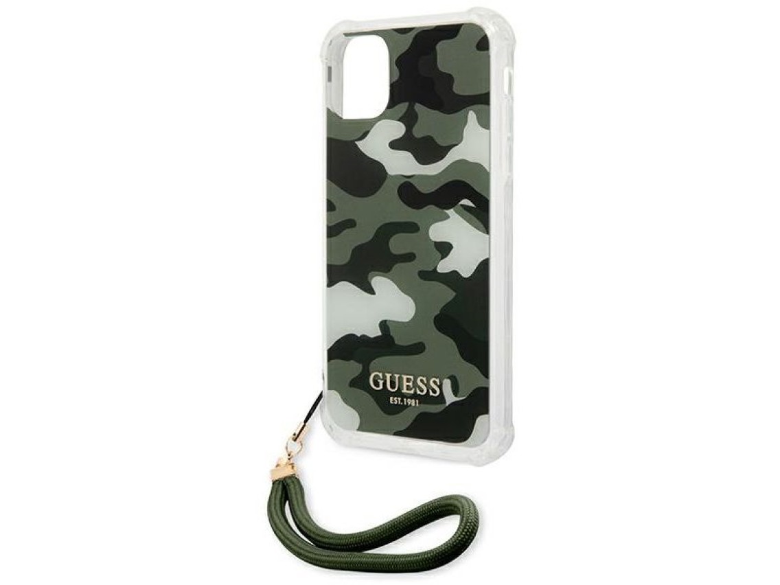 Guess GUHCN61KSARKA iPhone 11 6.1" / Xr verde/cáqui capa rígida Camo Collection
