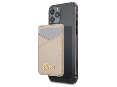 Porta-cart�es Guess Wallet GUWMSSASLGO MagSafe Saffiano dourado/dourado