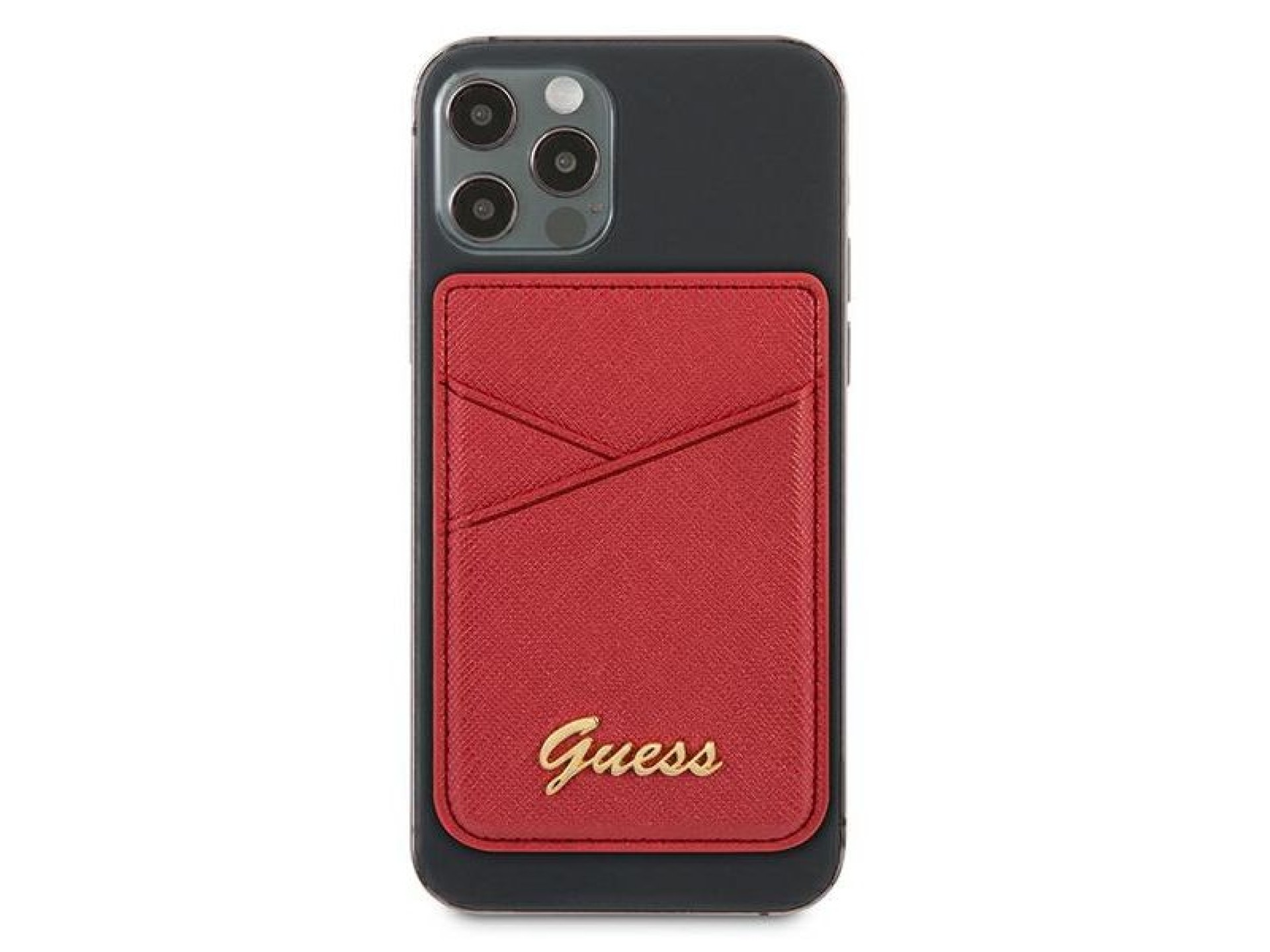 Carteira Guess com compartimento para cartões GUWMSSASLRE MagSafe Saffiano vermelha/vermelha