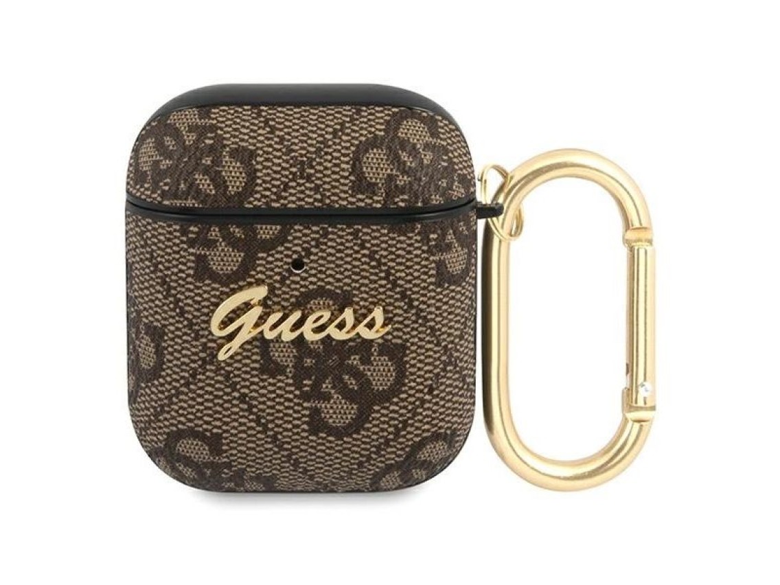 Funda para AirPods Guess GUA24GSMW marrón / marrón 4G Script Metal Collection