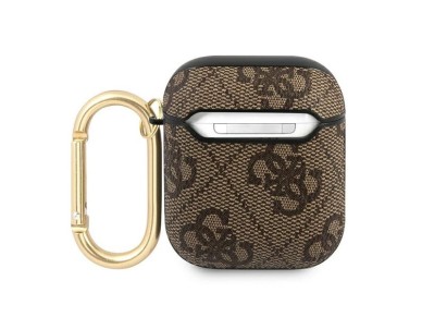 Capa para AirPods Guess GUA24GSMW marrom / Coleção Metal com Script 4G marrom Capa para AirPods Guess GUA24GSMW marrom / Coleção Metal com Script 4G marrom