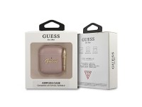 Capa para AirPods Guess GUA2SASMP rosa/rosa com estampa Saffiano Script Metal Collection