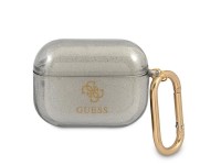 Capa para AirPods Pro Guess GUAPUCG4GK, preta/preta com glitter.
