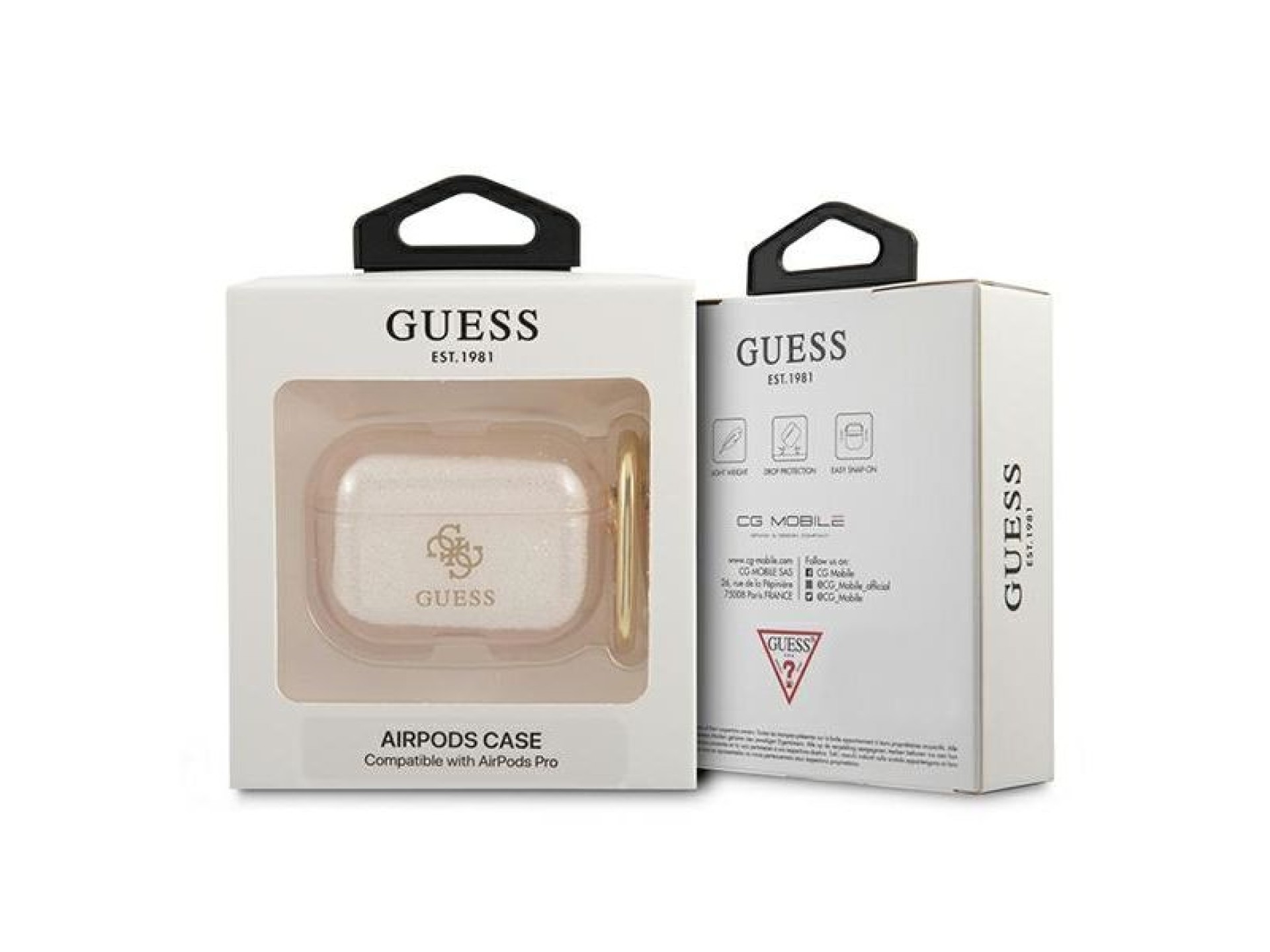 Capa para AirPods Pro Guess GUAPUCG4GD dourada/coleção glitter dourado
