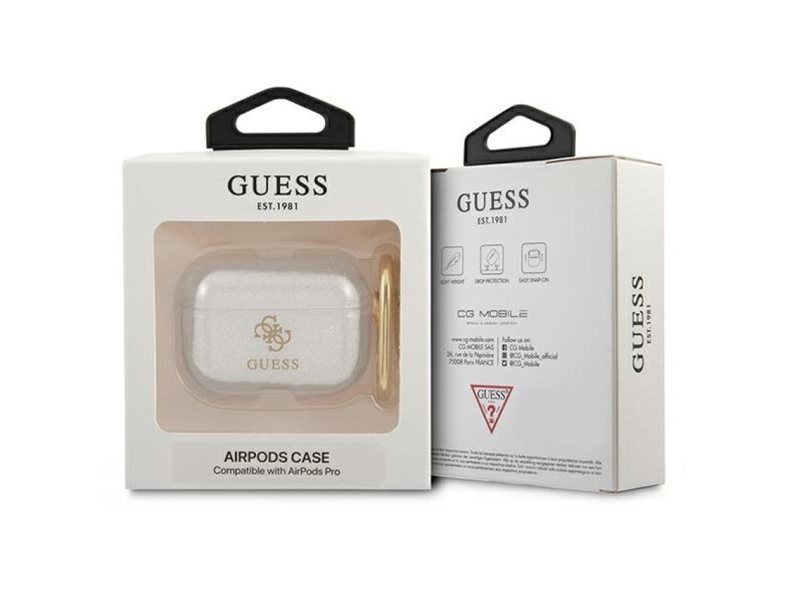 Capa transparente com glitter Guess GUAPUCG4GT para AirPods Pro