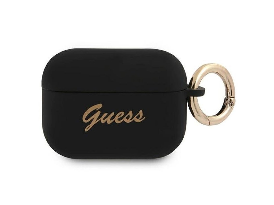 Guess GUAPSSSK AirPods Pro cover black/black Silicone Vintage Script