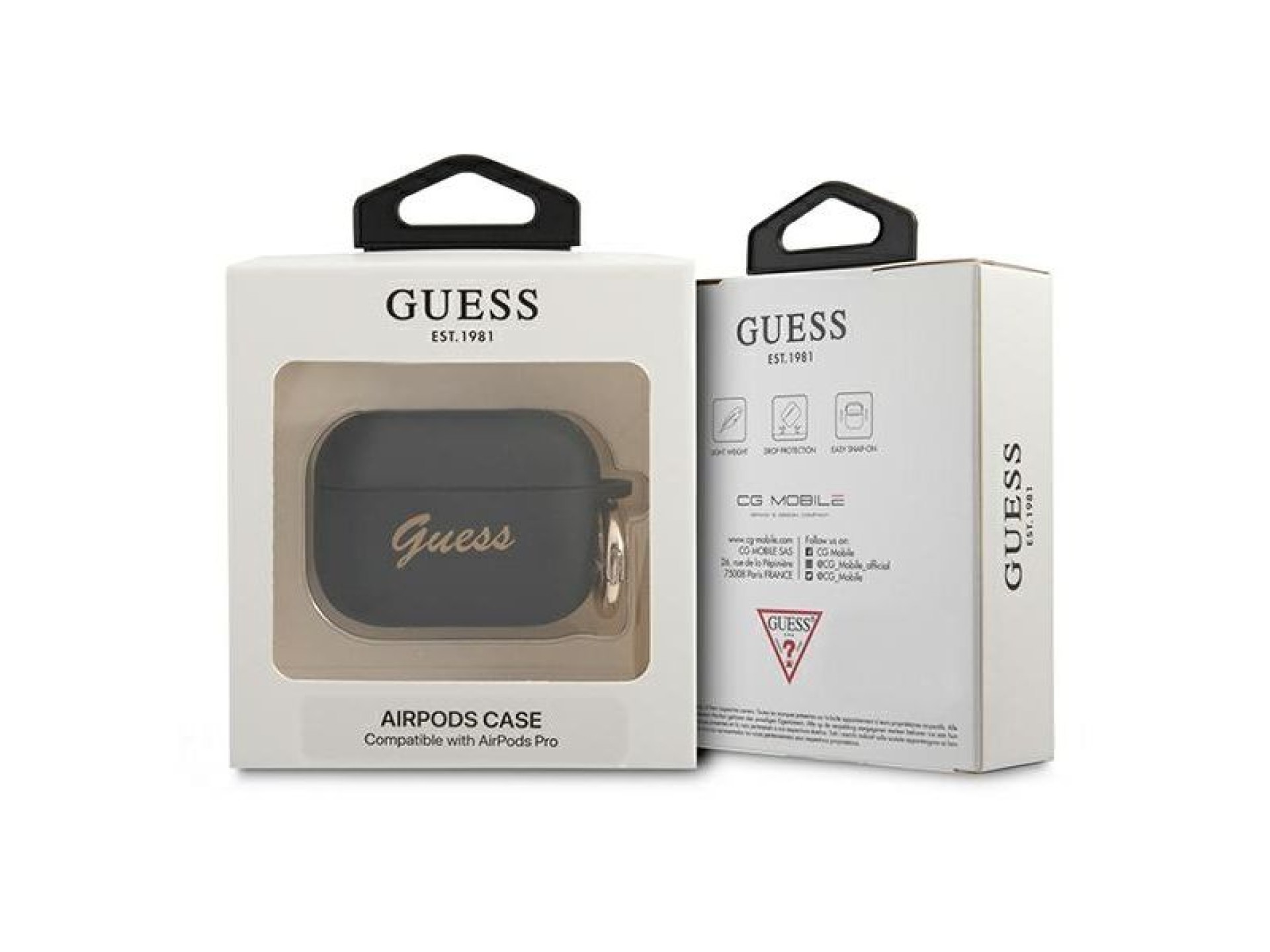 Guess GUAPSSSK AirPods Pro cover black/black Silicone Vintage Script