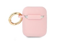 Capa para AirPods Guess GUA2SSSI rosa/rosa em silicone com escrita vintage Capa para AirPods Guess GUA2SSSI rosa/rosa em silicone com escrita vintage