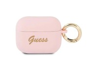 Capa Guess GUAPSSSI para AirPods Pro rosa/rosa em silicone com escrita vintage