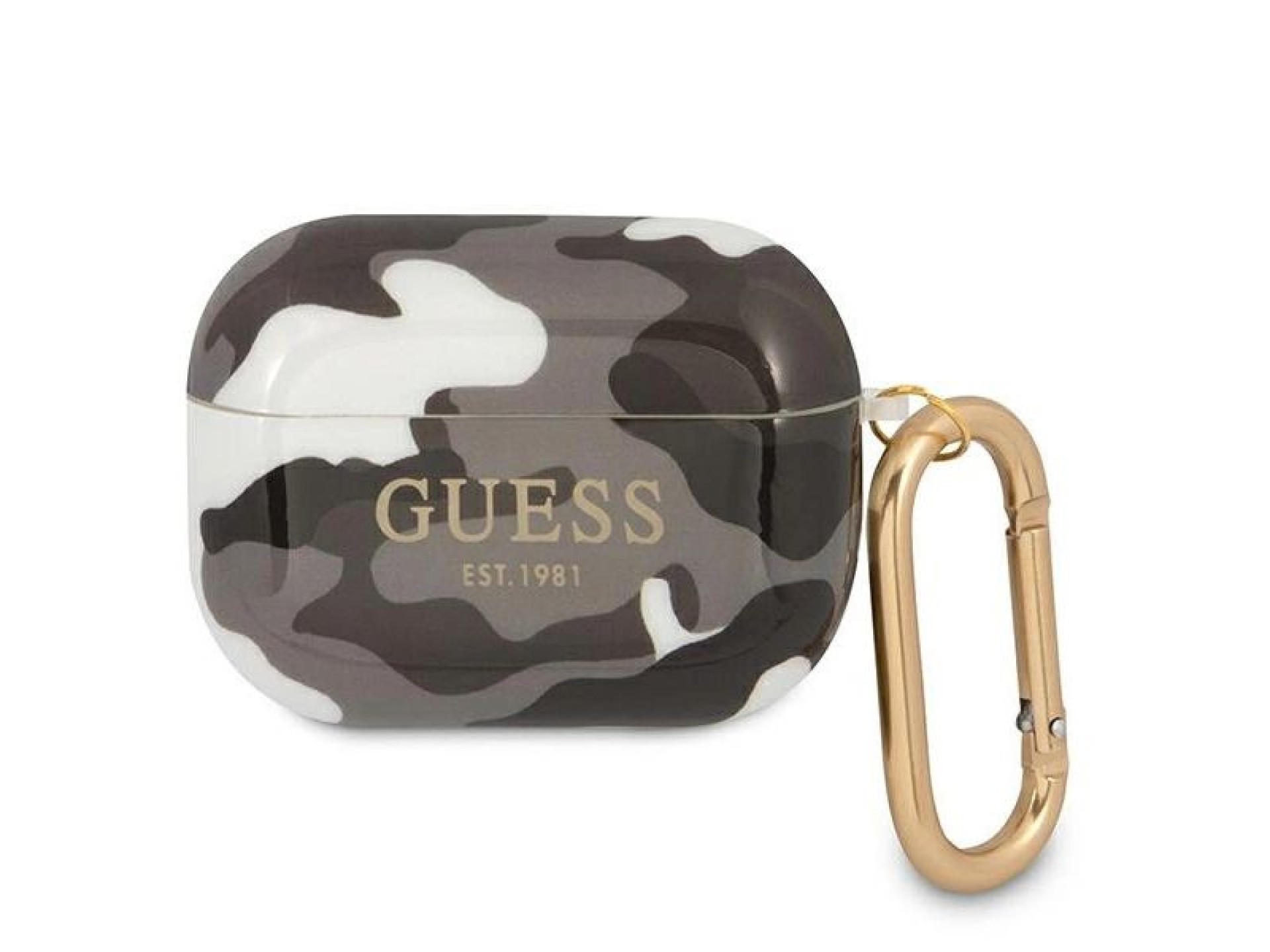 Capa Guess GUAPUCAMG para AirPods Pro, coleção Camuflada Preta/Preta
