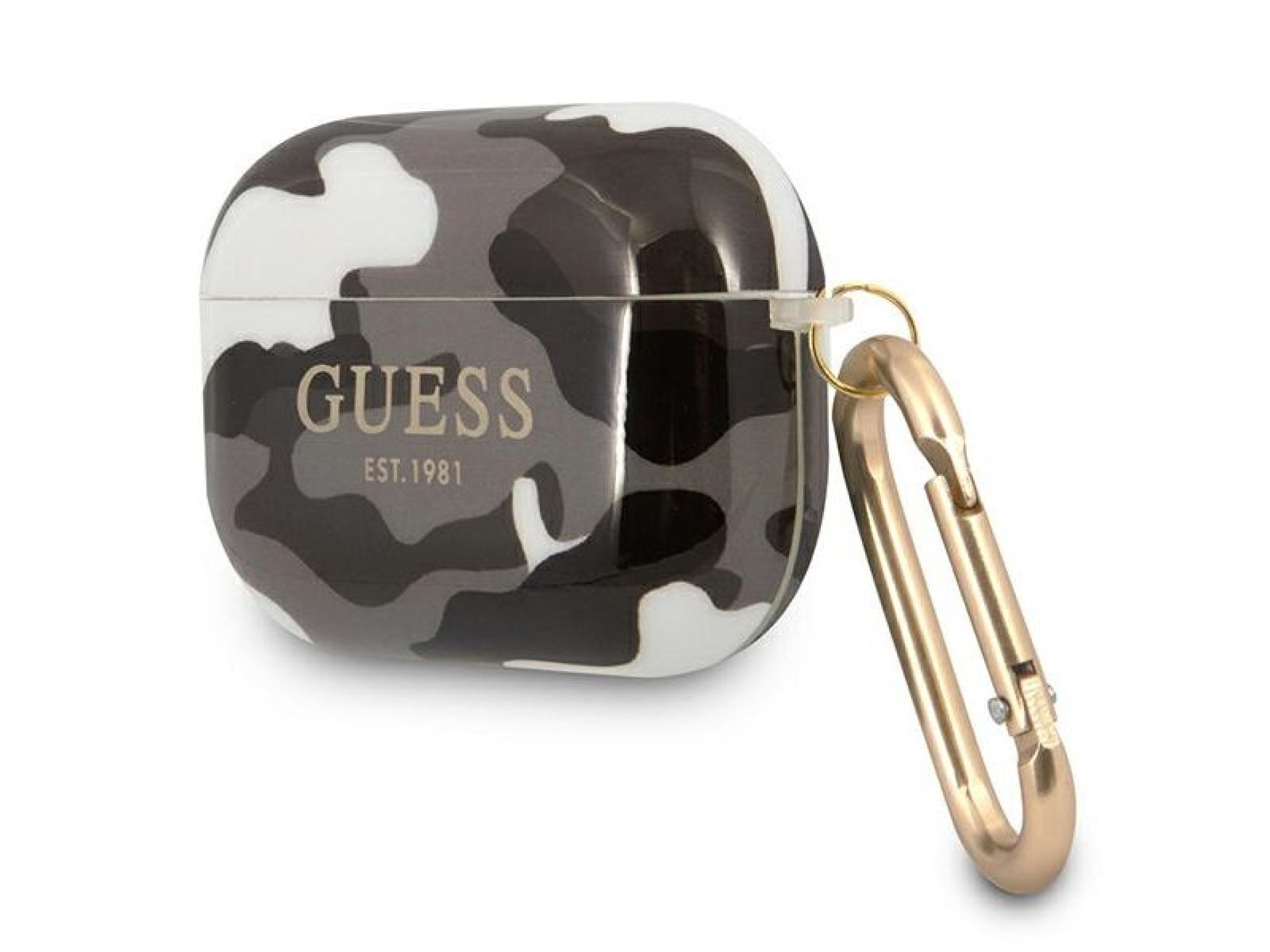 Capa Guess GUAPUCAMG para AirPods Pro, coleção Camuflada Preta/Preta