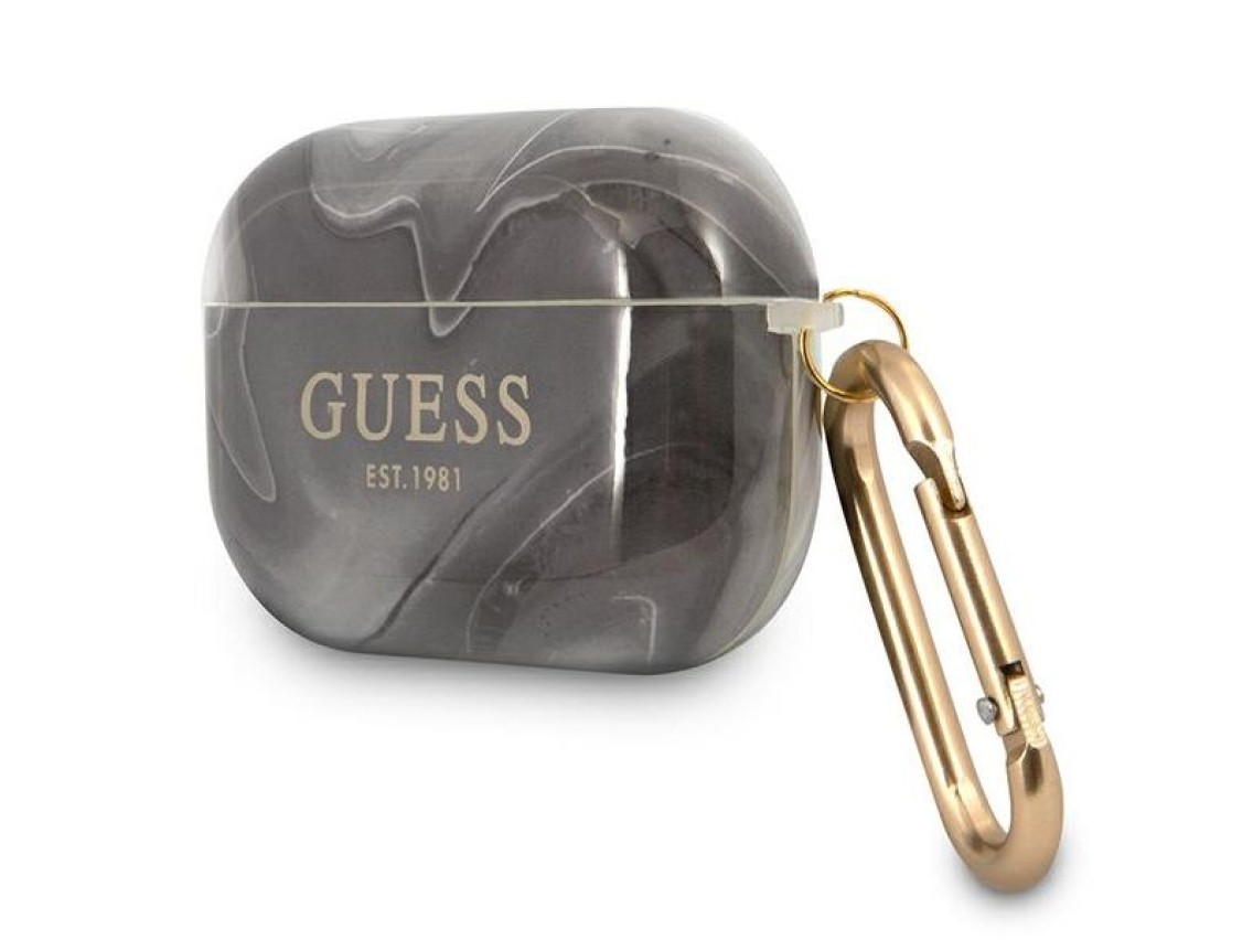 Capa para AirPods Pro Guess GUAPUNMK, coleção mármore preto/preto