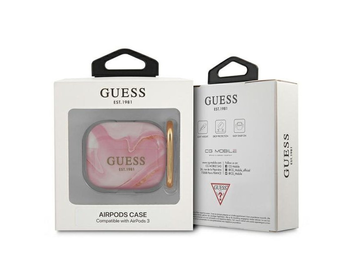 Funda Guess GUA3UNMP para AirPods 3, color rosa/rosa, colecci�n m�rmol.