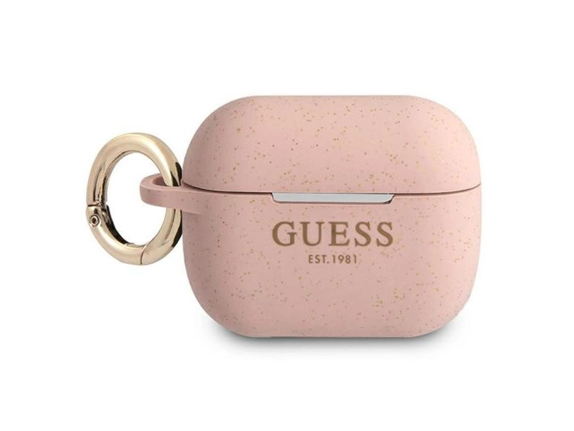 Capa Guess GUAPSGGEP para AirPods Pro, rosa/rosa, em silicone com glitter.