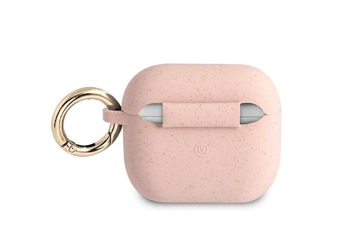 Funda Guess GUA3SGGEP para AirPods 3, rosa/rosa, de silicona con purpurina.