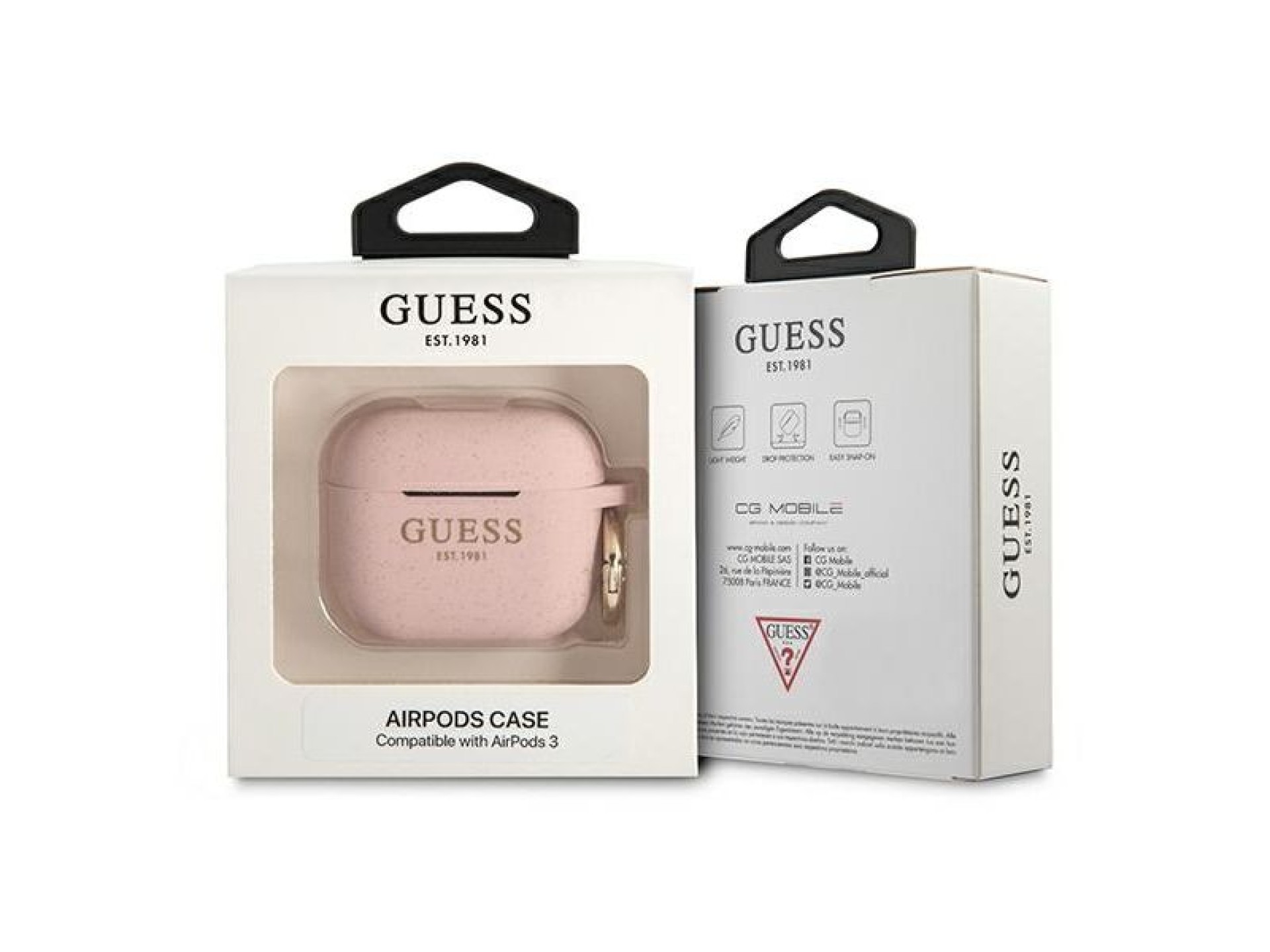 Funda Guess GUA3SGGEP para AirPods 3, rosa/rosa, de silicona con purpurina.