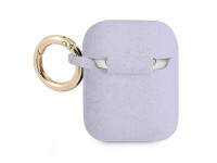 Capa para AirPods Guess GUA2SGGEU em silicone com glitter roxo.