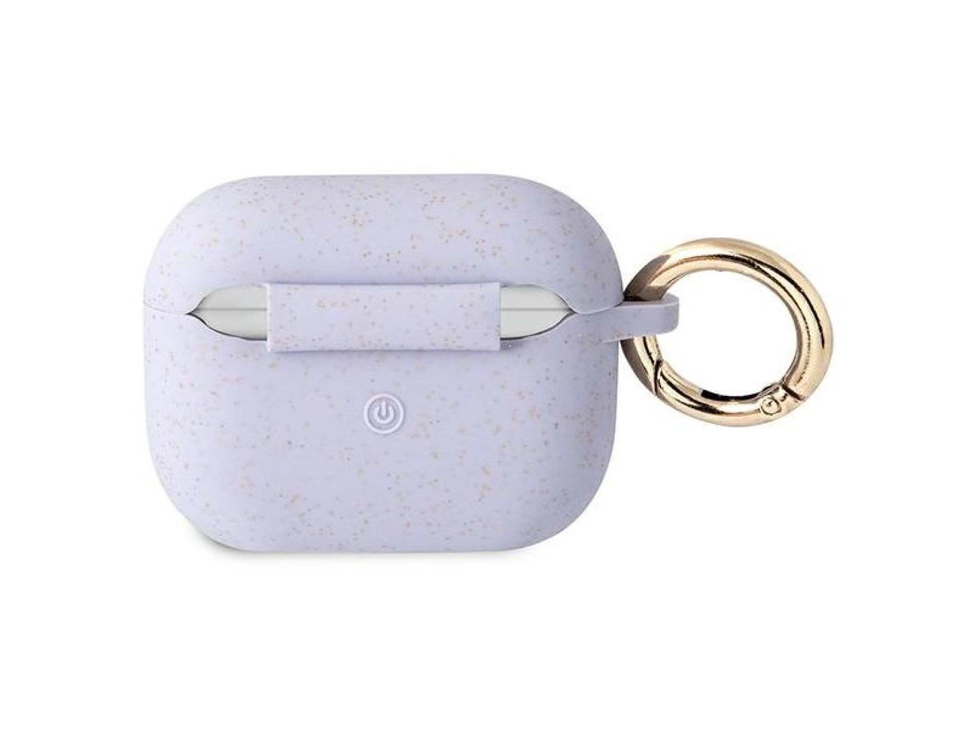 Capa Guess GUAPSGGEU para AirPods Pro, em silicone com glitter roxo.