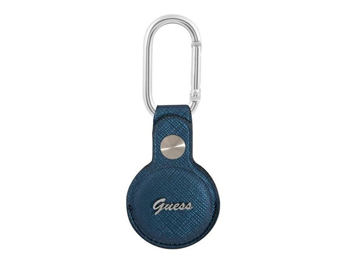 Guess Saffiano Vintage Script AirTag case - blue