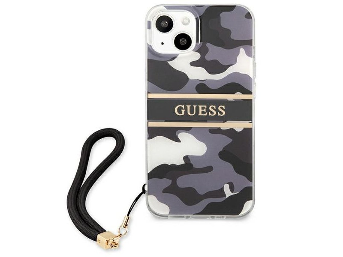 Guess GUHCP13MKCABBK iPhone 13 6.1" capa r�gida preta/preta com al�a camuflada