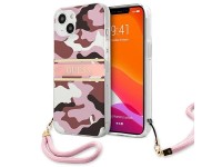 Guess GUHCP13SKCABPI iPhone 13 mini 5.4" capa rígida rosa/rosa com alça camuflada Guess GUHCP13SKCABPI iPhone 13 mini 5.4" capa rígida rosa/rosa com alça camuflada