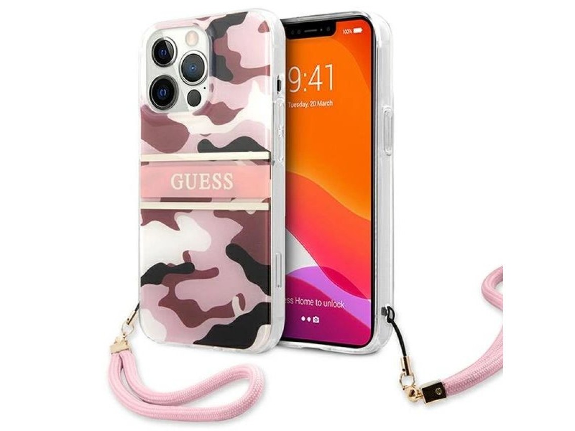 Guess GUHCP13LKCABPI iPhone 13 Pro / 13 6.1" pink/pink hardcase Camo Strap Collection
